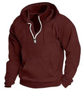 My Store Fashion Autumn/Winter New Hoodie Men's Casual Loose Stand Collar Solid Color Sports Hoodie Men's Half Zipper Street Wear