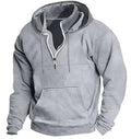 My Store Fashion Autumn/Winter New Hoodie Men's Casual Loose Stand Collar Solid Color Sports Hoodie Men's Half Zipper Street Wear