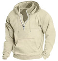 My Store Fashion Autumn/Winter New Hoodie Men's Casual Loose Stand Collar Solid Color Sports Hoodie Men's Half Zipper Street Wear