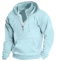 My Store Fashion Autumn/Winter New Hoodie Men's Casual Loose Stand Collar Solid Color Sports Hoodie Men's Half Zipper Street Wear