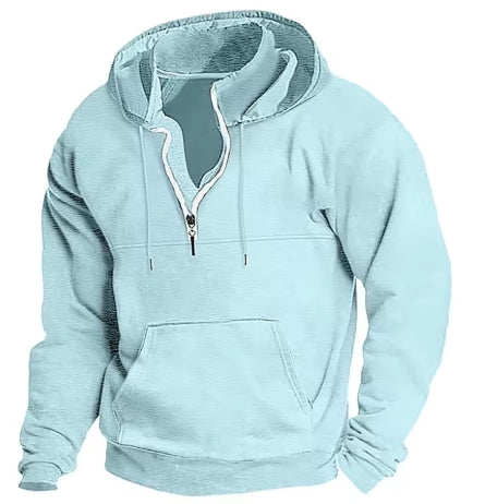 My Store Fashion Autumn/Winter New Hoodie Men's Casual Loose Stand Collar Solid Color Sports Hoodie Men's Half Zipper Street Wear