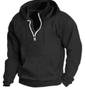 My Store Fashion Autumn/Winter New Hoodie Men's Casual Loose Stand Collar Solid Color Sports Hoodie Men's Half Zipper Street Wear