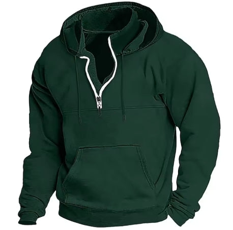 My Store Fashion Autumn/Winter New Hoodie Men's Casual Loose Stand Collar Solid Color Sports Hoodie Men's Half Zipper Street Wear